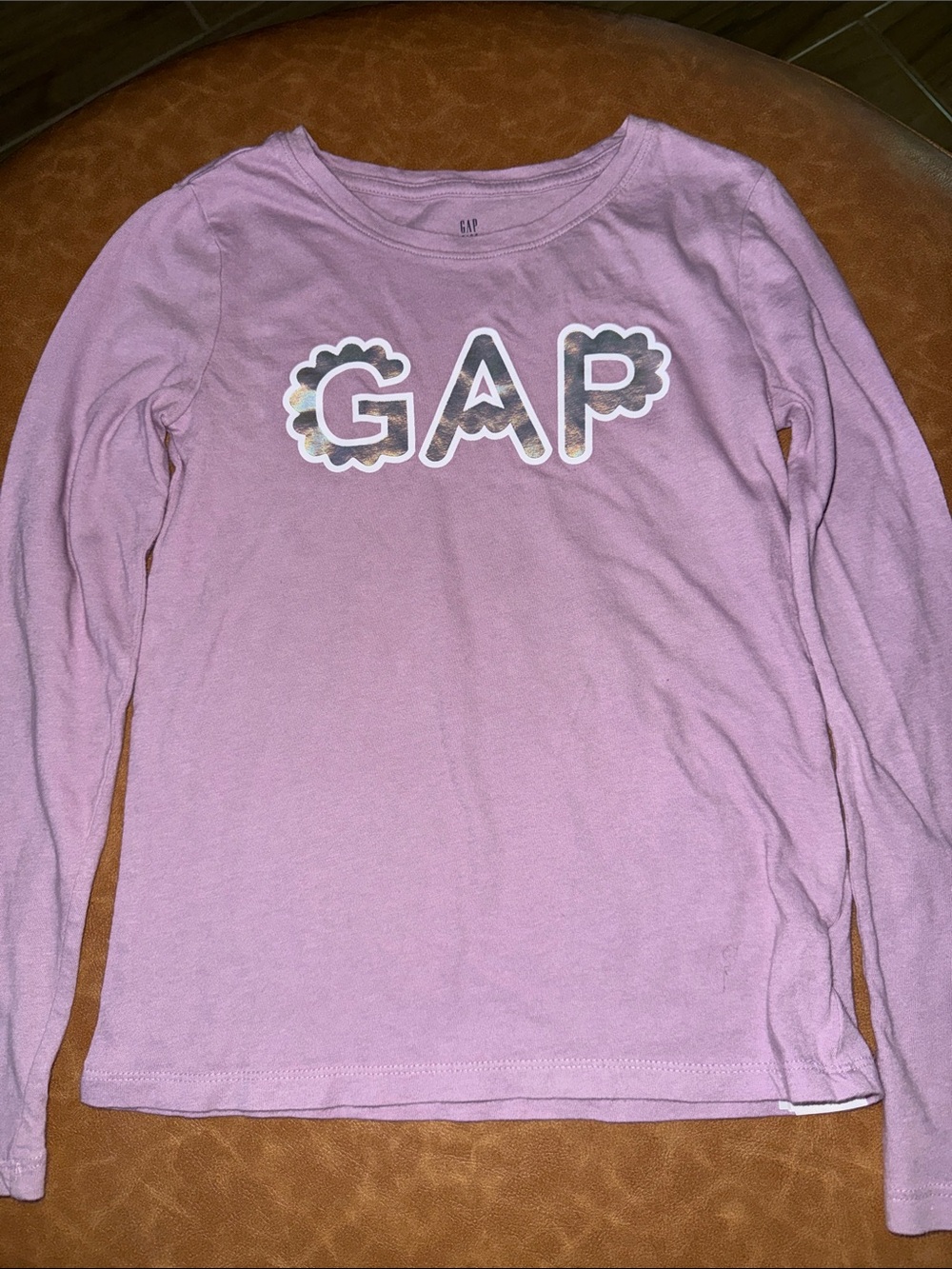 GAP Girls Long Sleeve Light Pink Logo Tee